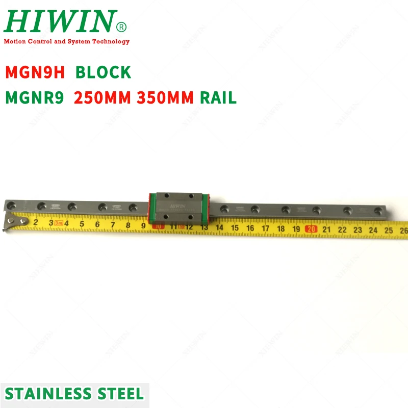 

HIWIN MGN9H Long guide block carriages with stainless steel MGNR9 Linear Guide rail 250mm 350mm for 3D Printer CNC parts