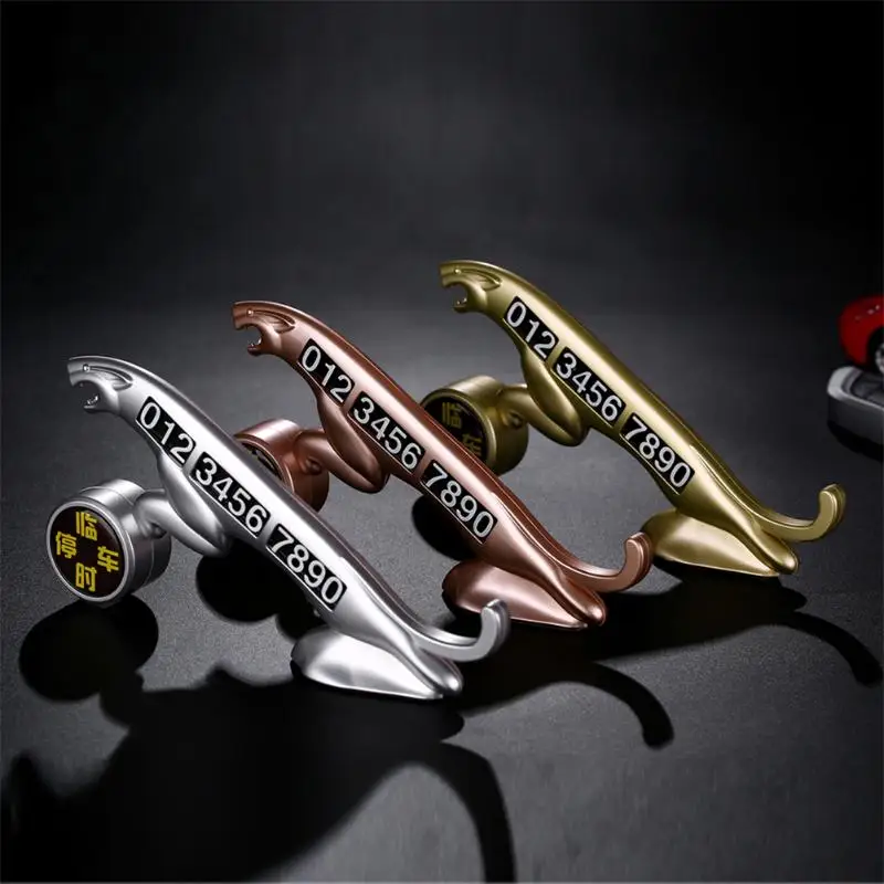 

Auto Leopard Coin Luminous Aromatherapy Car Temporary Parking Phone Number Car Sticker New and Decals Leopard Car Styling Card