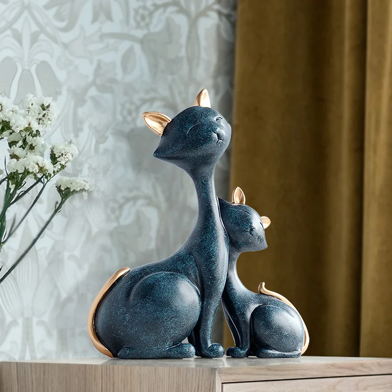 Resin Cat Figurines Miniatures Decorative Animals desktop gift cat statue  ornaments home decoration casa living room accessories