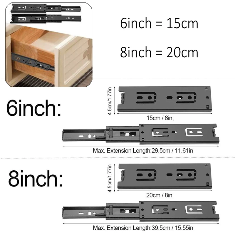 1 пара/10 пар 15 см 20 см направляющая для выдвижных ящиков, направляющая для выдвижных ящиков, направляющая для кухонного шкафа, направляющая, инструмент