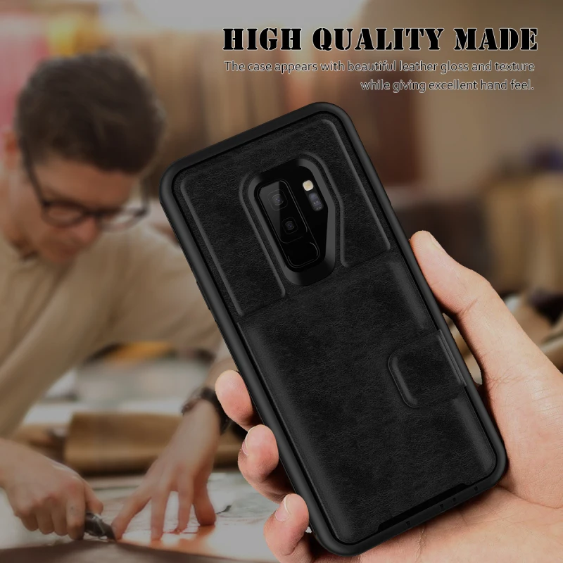 Luxury High Quality Leather Flip Case For Samsung Galaxy S9 Plus Case 360 Wallet Cover For Samsung S9 Hard Cases StandCard Slot