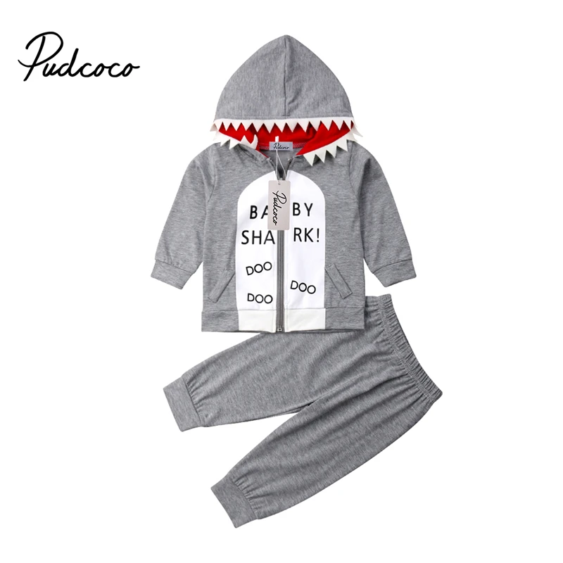 Костюм акулы для маленьких мальчиков из 2 предметов осенний солнцезащитный костюм для мальчиков хлопковые топы с капюшоном и штаны весенний комплект одежды
