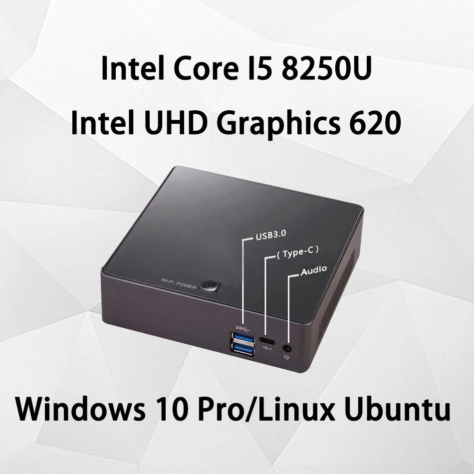 

Fan Mini PC,Intel Core I5 8250U, Windows 10/Ubuntu,[HUNSN BA02],(WiFi/1HDMI1.4/2USB3.0/2USB2.0/1LAN/1USB Type-C)