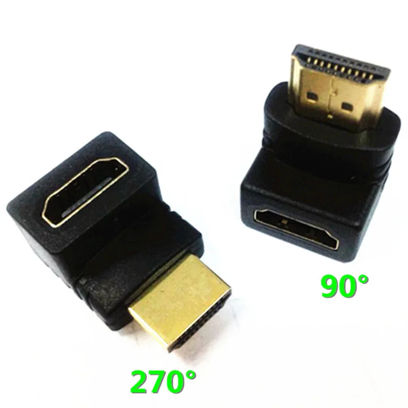 1 пара/2 шт. HDMI кабель адаптер конвертер 90 градусов + 270 правый угол папа к Женский