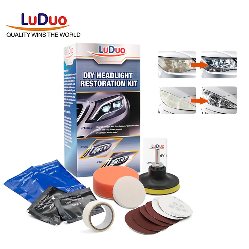 

LuDuo Headlight Restoration Kit DIY Headlamp Polishing Paste Systems for Car Care Head Lamp Clean Repair Hand Tool Sets