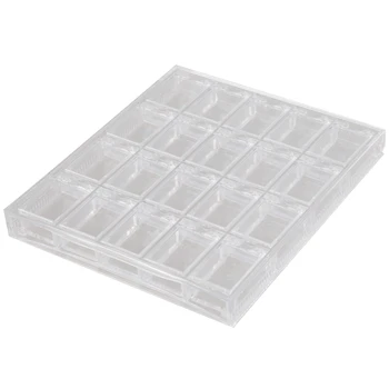 

Adjustable 20-compartment Slot Plastic Crafts Storage Boxes Jewelry Tools Containers Removable Separator with Cover, Clear