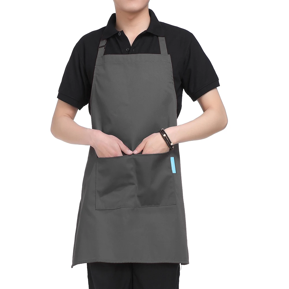 

Adults Polyester Kitchen BBQ Restaurant Apron with Adjustable Neck Belt 2 Pockets for Cooking Baking Gardening