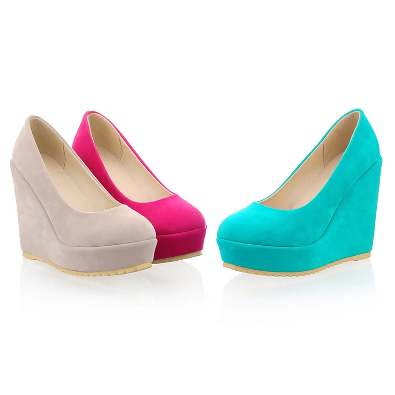 VIGOR FRESHNESS Women Shoes High Heels Pumps Spring Wedges Shoes Autumn Woman Pumps Platform Shoes Lady Sweet Candy Color MY122