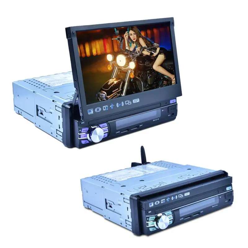 Perfect 1 Din Car Radio Android 7 Inch Car DVD Player Stereo Telescopic Screen Car MP5 Quad-core System GPS Navigation WIFI Player 1