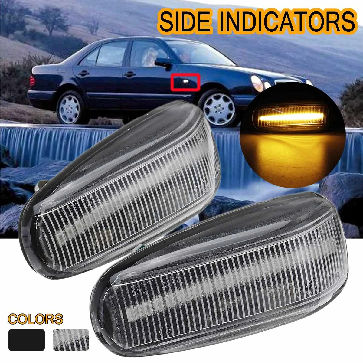 

Pair Car Turn Signal Light Led 12V 3W Auto Side Light Signal Lamp Side Indicators for MERCEDES for VOLKSWAGE W210 601/602 W638