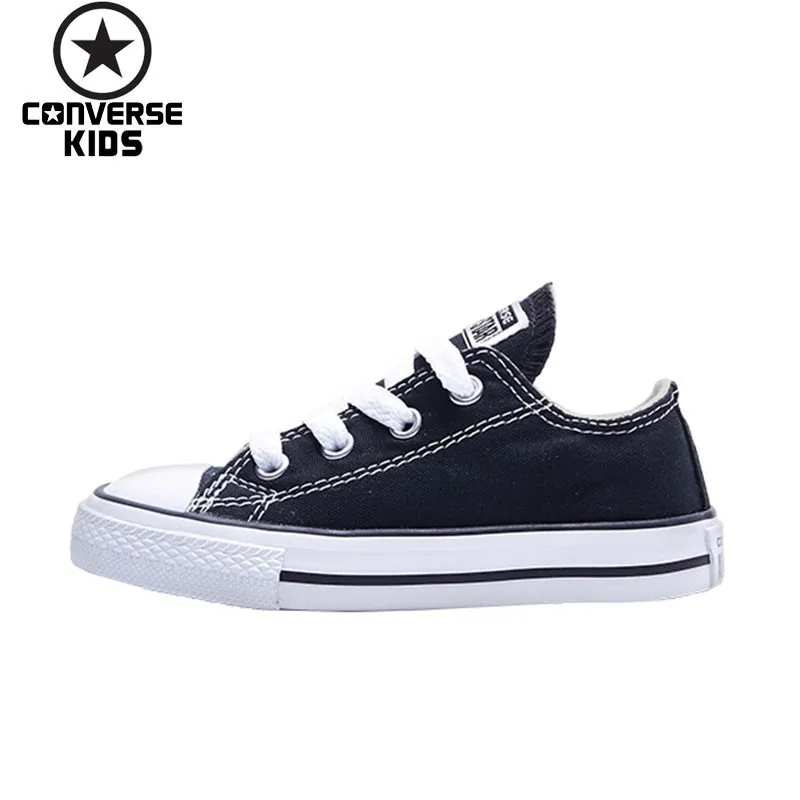 CONVERSE Children's Shoes Low Help Canvas Black Evergreen Fund Girl White Canvas Children Shoes #7J23-5C/6C/7C 7J256C