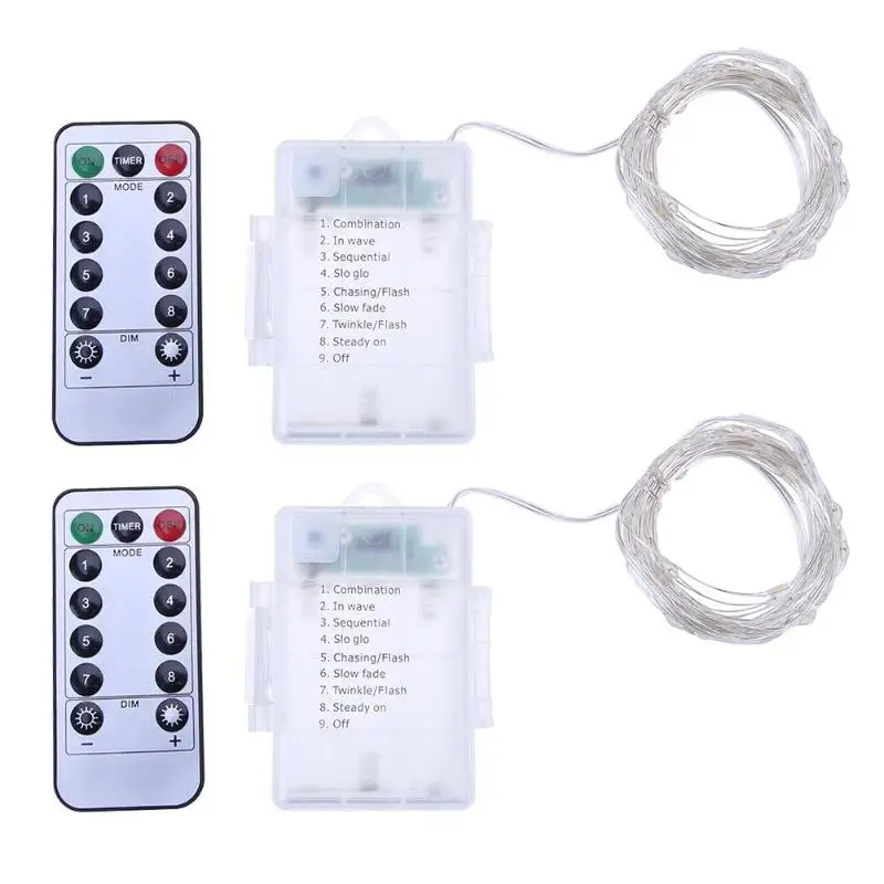 

2pcs 5M 50 LED Xmas Warm White Remote Wedding Party Decor String Light