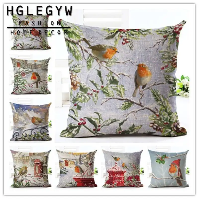 

Christmas Day Cotton Linen Pillow Case Throw Pillowcase Cotton Linen Printed Pillow Covers Office Home Textile Letter Leaf