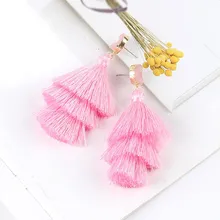 Bohemian Women Neon Tiered Tassel Earrings 3 Layered Fringe Earrings Ombre Stacked Tassels Long Dangle Earrings Bohemian Women Neon Tiered Tassel Earrings 3 Layered Fringe Earrings Ombre Stacked Tassels Long Dangle Earrings