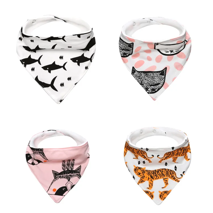 Laleben 2019 Baby Triangle Scarf Double Mouthwash Scarf 4 Pieces A Set Baby Stuff for Newborns Unisex Fashion Baby Burp Cloths
