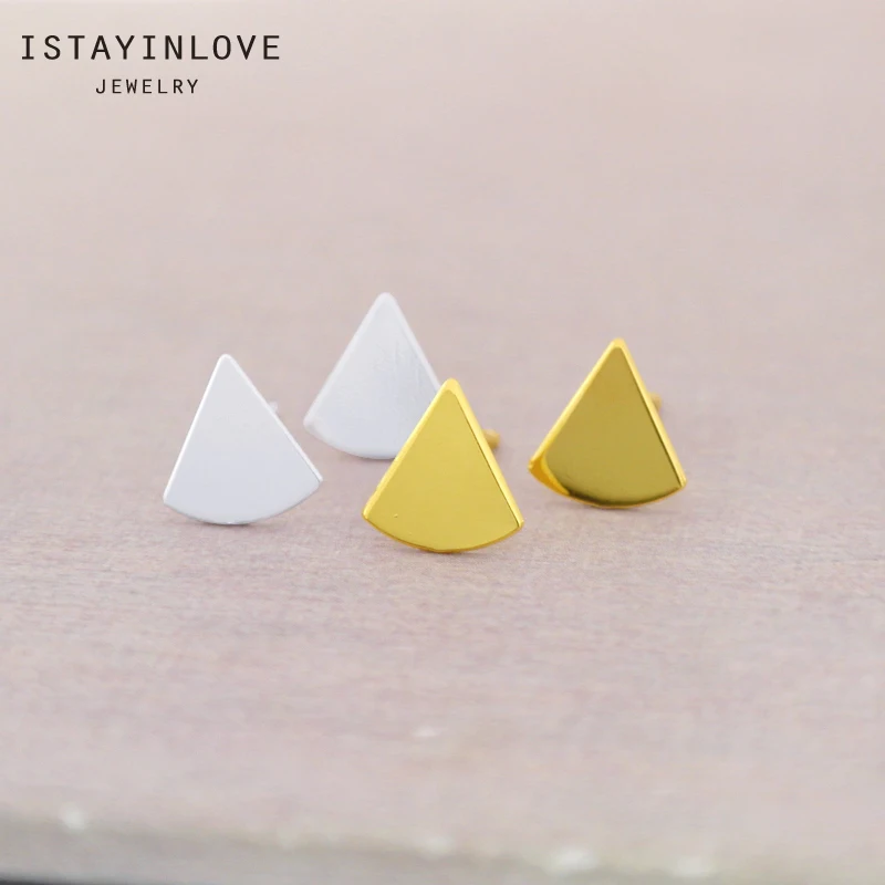 

ISTAYINLOVE JEWELRY Gold Silver Color Brass Goemetry Stud Earrings for Women Wedding Party Gift with Earring Stoppers ZEN173