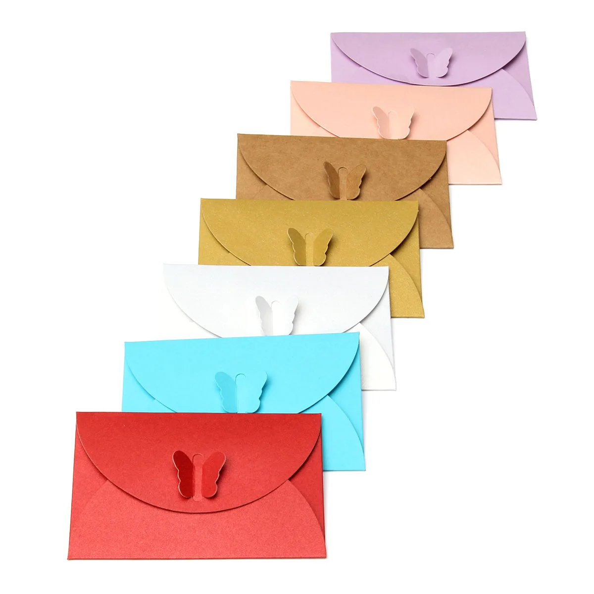 

100pcs Mini Colored Butterfly Buckle Paper Envelopes DIY Retro Blank Invitation Envelope for Wedding Party Greeting Card