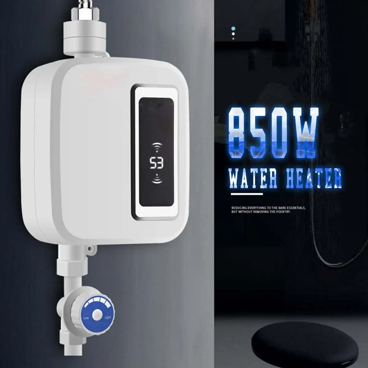 

Hot Water Heater 850W Mini Electric Tankless Instant Kitchen Faucet Tap Heating Stainless Steel Constant Temperature