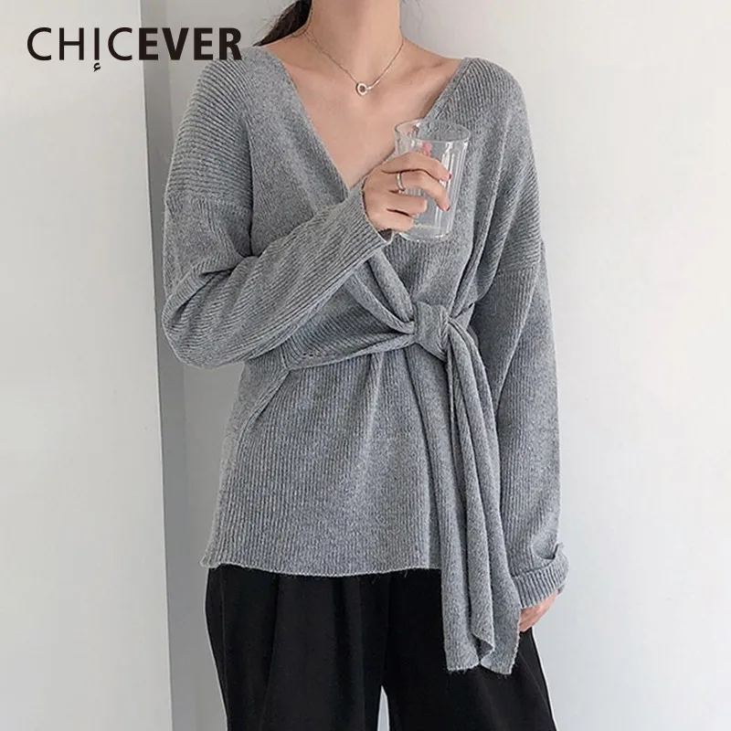 CHICEVER Осень Вязание женский свитер для женщин Топ с длинным рукавом Элегантный