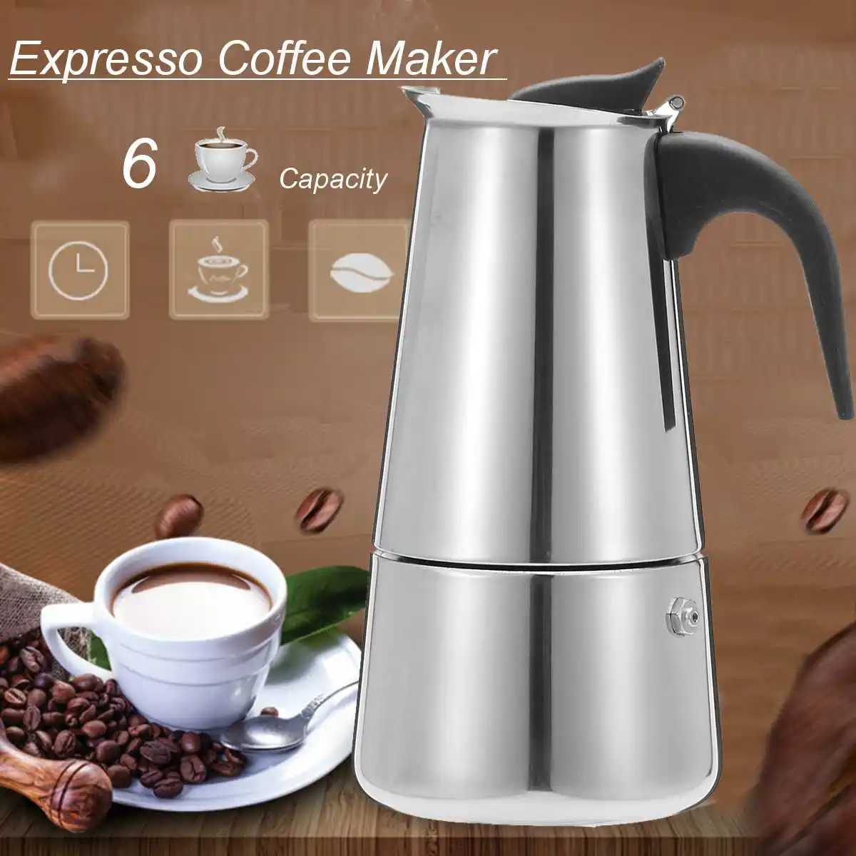 6 Cups 300ML Moka Espresso Coffee Maker Pot Filter Percolator Latte Piano Cottura Filtro Coffee Machine Coffee Cafetiere Maker