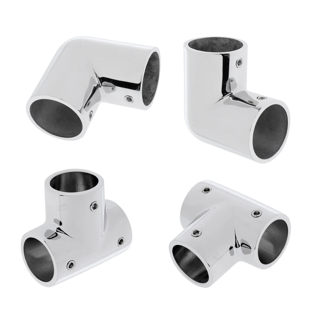 

Boat Hand Rail Fitting 2 Pcs 90 Degree Elbow & 2 Pcs Tee 316 Marine Stainless Steel 1 Inch Round Hole Inner Diameter