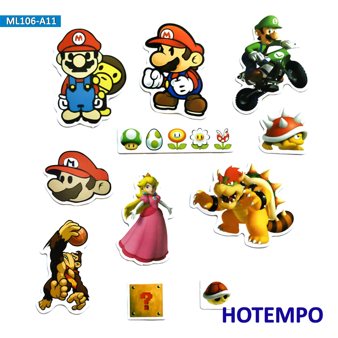 

11pcs Creative Cute Mush Super Hero Mario Game Stickers for Mobile Phone Laptop Luggage Guitar Case Skateboard Bike Car Stickers