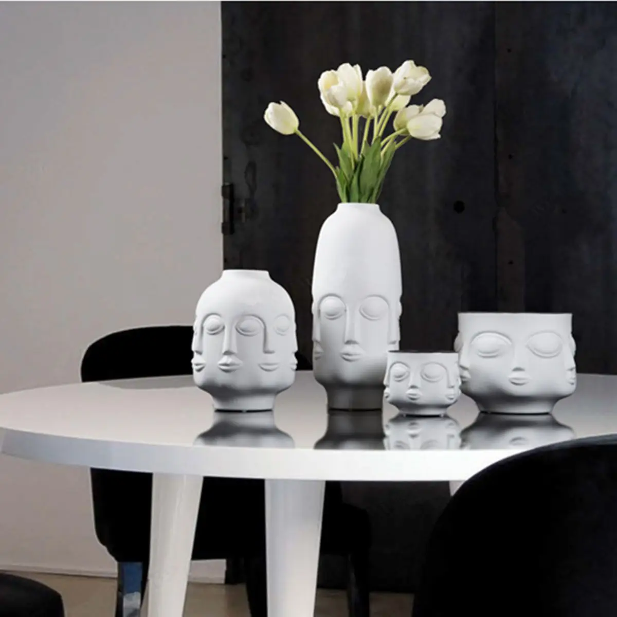 

Modern Human Face Vases Nordic Minimalist 3D Face Ceramic Vase Buddha Statue Design Flower Pot Plant Pot Home Decoration