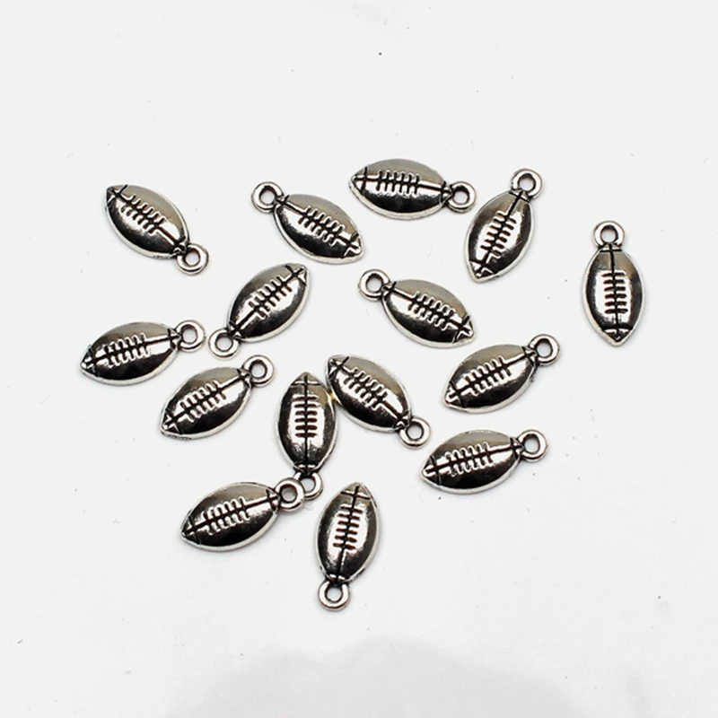 

20pcs Charms I love football 15*7mm Antique Tibetan Silver Pendant Finding Accessories DIY Vintage bracelet Necklace Handmade
