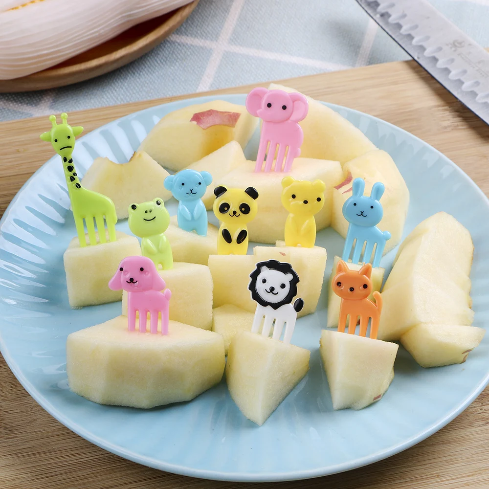 

for Children Cute Bento Lunches Toothpick Animal Farm Fruit Fork Snack Cake Dessert Food Fork Mini Cartoon 10pcs/pack