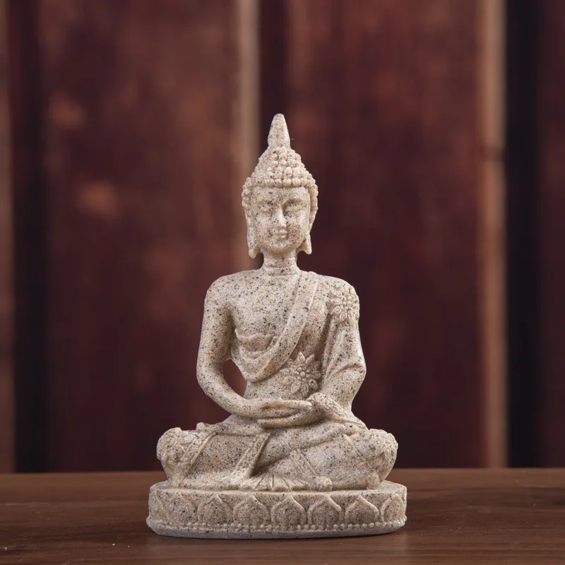 

Sandstone Meditation Buddha Statue Sculpture Carved Figurine Feng Shui Decor\t