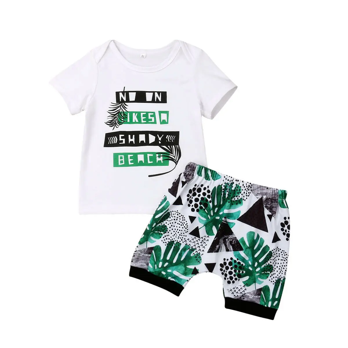 

2019 New Summer Infant Kids Baby Girls Boys White T-Shirts Tops+Short Pants Outfits Clothes Leaves Cotton Sets 0-3T