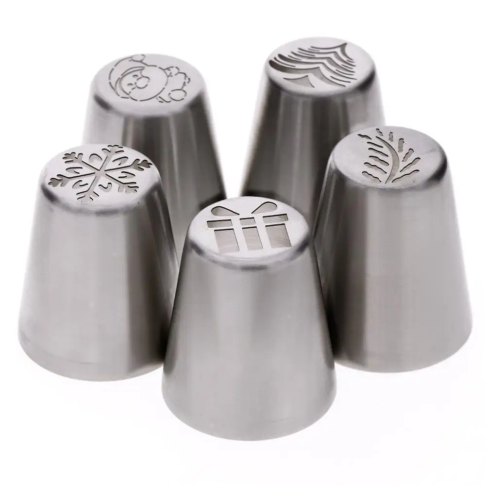 

5PCS Christmas Tree Icing Russian Piping Tip Leaf Nozzle Cupcake Pastry Tools