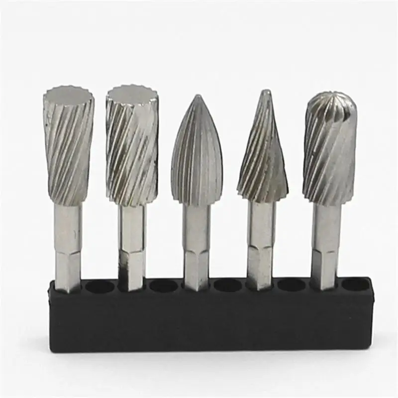

5pcs/set Mini Drill Bit Set Cutting HSS Routing Router Grinding Bits Rotary Files Rasp for Soft Metal Wood Grinding Carving