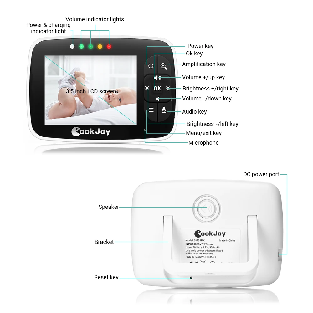 FIMEI COOKJOY SM35RX Детские спальные мониторы 2 4 ГГц 3 5 дюймов температура с ЖК дисплей
