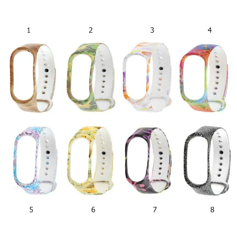 Ремешок силиконовый для Xiaomi Mi Band 3 браслет с разноцветным принтом наручных часов