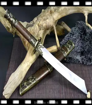 

63CM*Carry Handy Sharp Cut Bamboo Outdoors Knife Full Tang High Carbon Steel Blade Chinese KungFu Kylin Dao Sword Katana