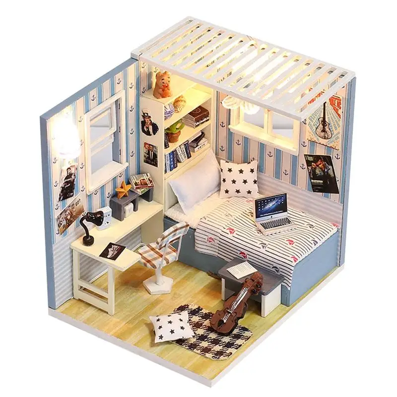 

DIY House Kit Miniature Crafting Wooden House Room Model Handmade Model Educational Toy with Furnitures for Kids Toy Gift