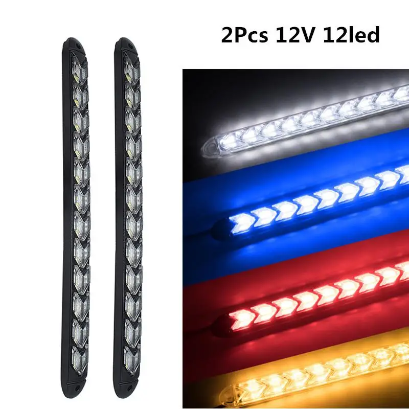 

2Pcs LED Bi-color Waterproof Superbright Flexible Daytime Running Light Strip Headlight Arrowhead Flasher Turn Signal Lights