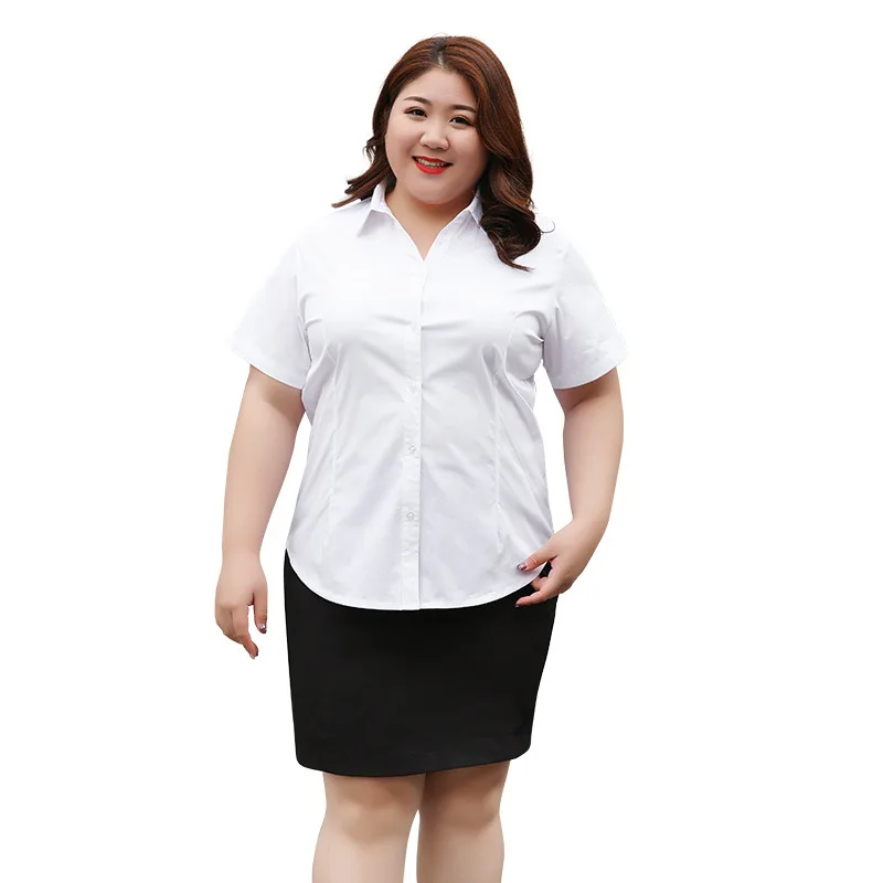 Женская белая блузка с коротким рукавом размеры до 5XL 6XL 7XL 8XL официальная офисная