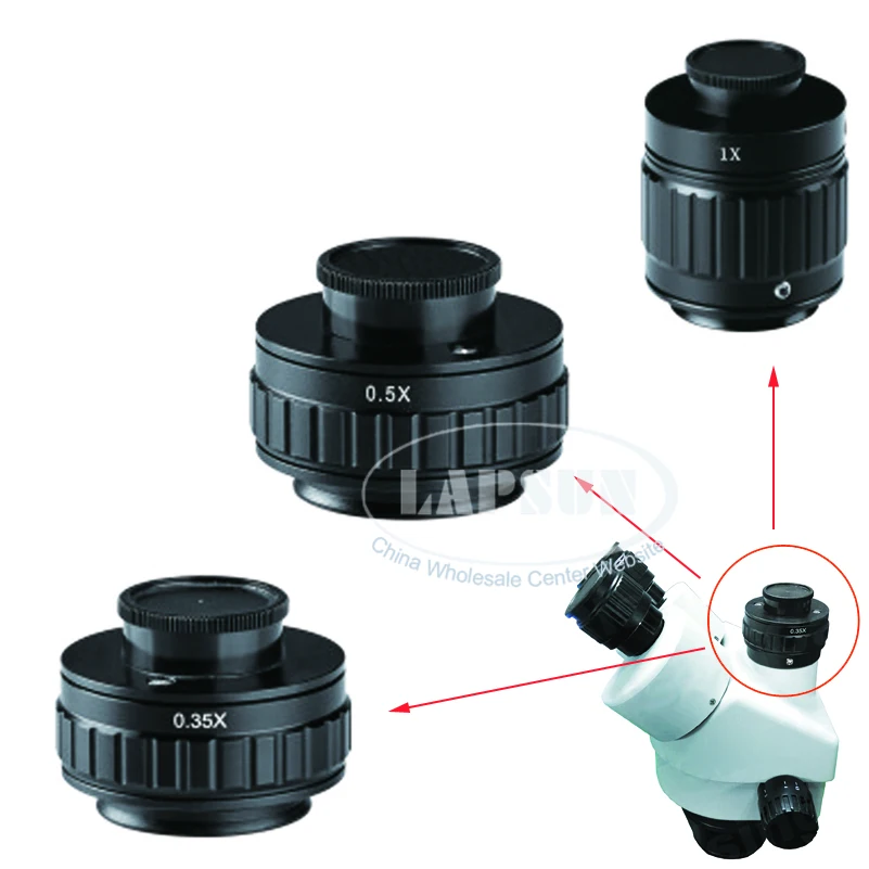 

CTV 0.35X / 0.5X / 1X focus adjustable C mount adapter Ring M38 38mm for New type of Trinocular Stereo microscope Set