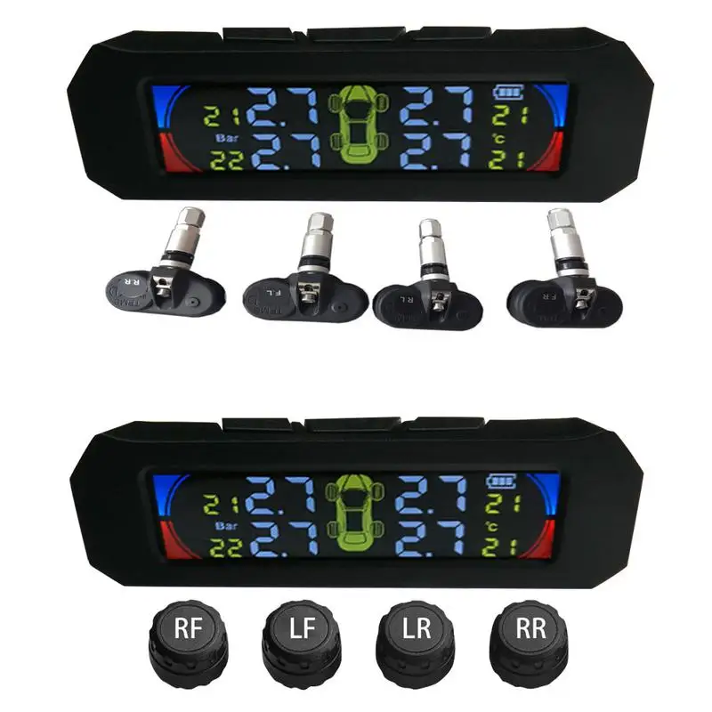 

Car TPMS Tire Pressure Monitor Solar Power Wireless Detection Monitoring System With Color LCD Screen and 4 Sensors