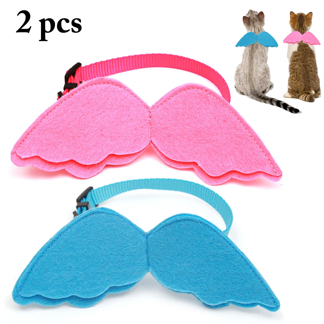 

2PCS Cat Collar Creative Angel Wing Shape Adjustable Pet Collar Pet Supplies for Valentine's Day