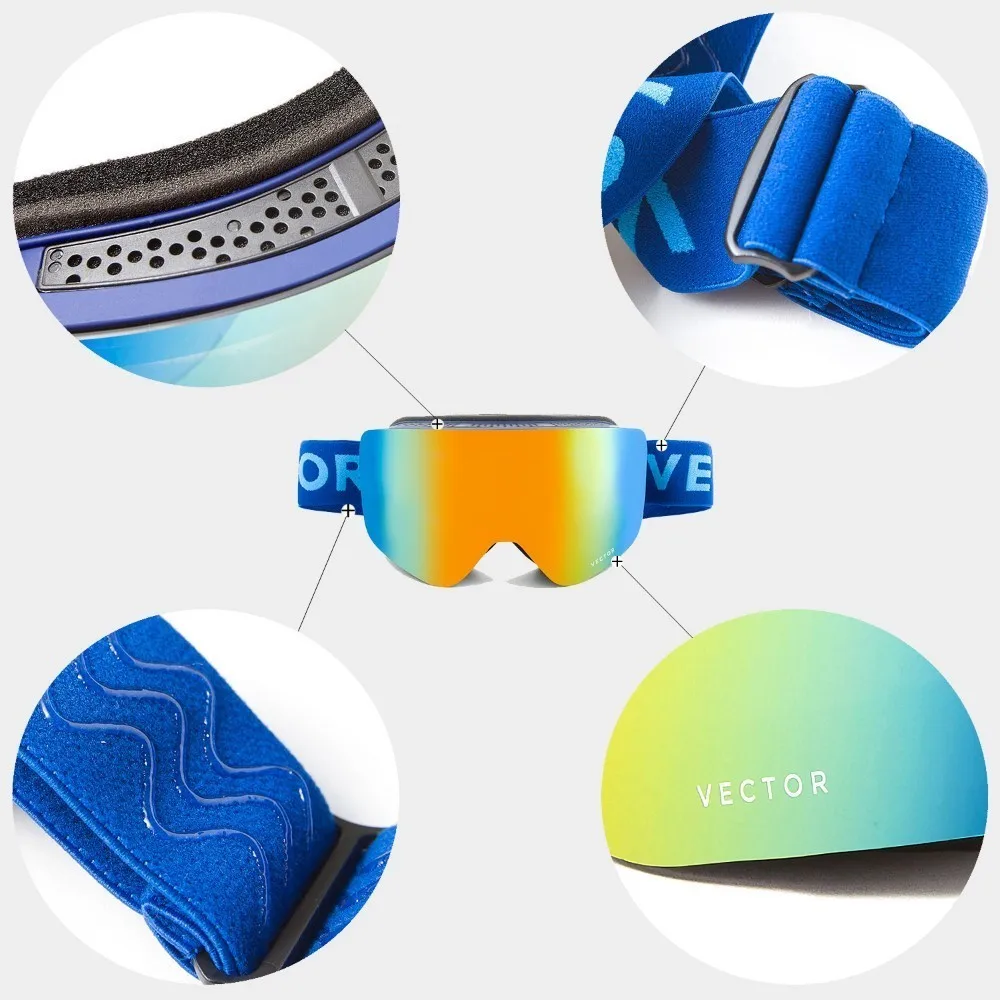 وتغ تزلج نظارات سنو نظارات الرجال Skibrille مكافحة الضباب الطلاء لوح التزلج على الجليد التزلج النساء النظارات الشمسية في الهواء الطلق الشتاء الر...