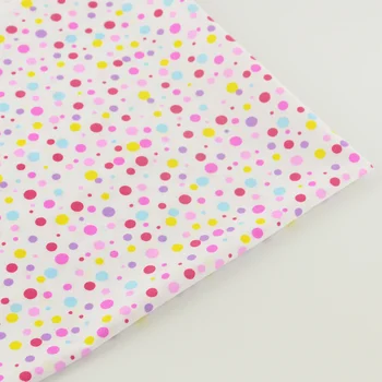 

100% Cotton White Fabric Colored Dots Design Tela Quilting Patchwork Bedding Decoration Sewing Twill Scrapbooking Home Textile
