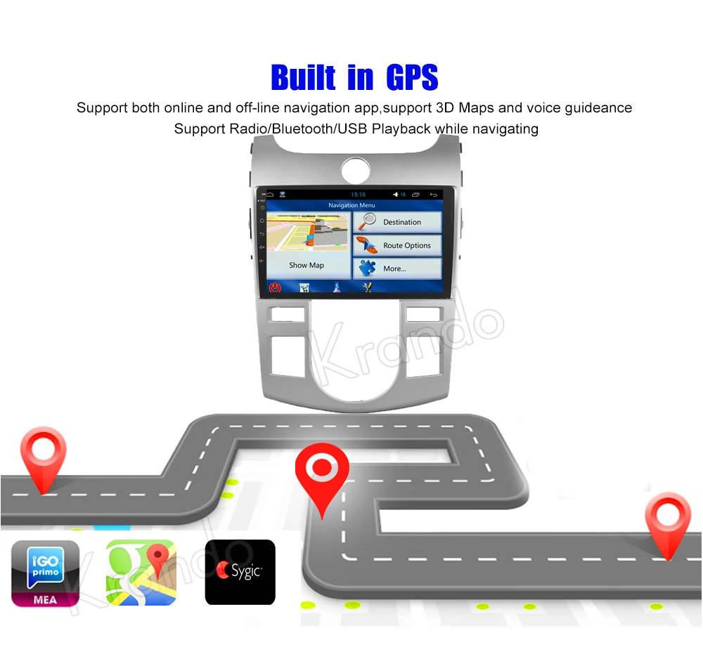 Krando Android 8 1 9 &quotIPS Full touch Автомобильная Мультимедийная система для KIA CERATO/версия/FORTE