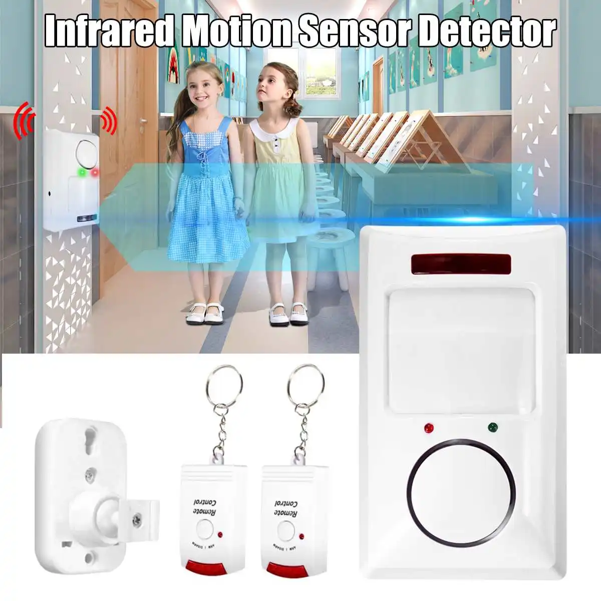 

IR Infrared Motion Sensor Detector Wireless Remote Controlled Mini Alarm 105dB Loud Siren For Home Security Anti-Theft