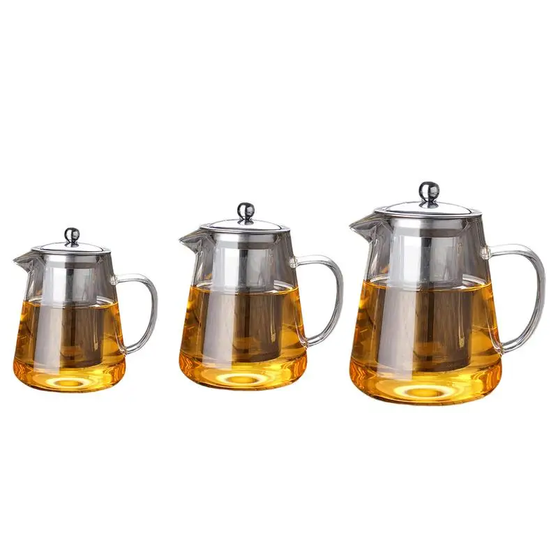 

Heat Resistant Glass Teapot Tea Set With Stainless Steel Filter Stainless Steel Strainer Heat Coffee Tea Pot Tool Kettle Teapot