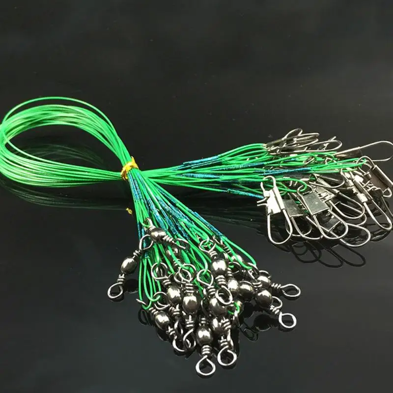 

10pcs 15cm 20cm 25 cm Fishing Wire Line Leash Lure Fishhook Line Trace Wire Leader Swivel Snap Spinner Shark Spinning Expert ~
