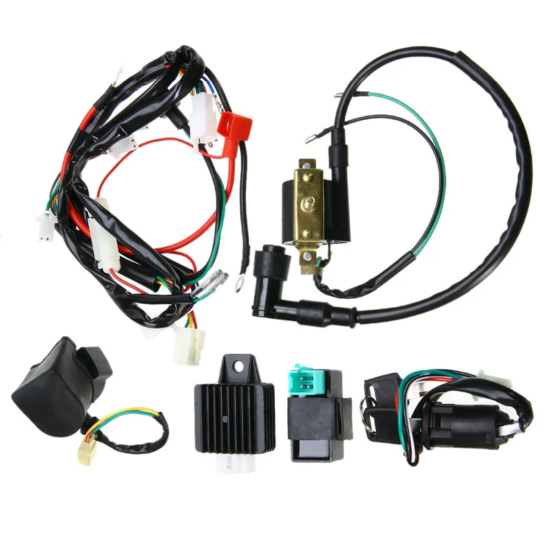 

1 Set Quad Wire Harness Motorcycle CDI Wiring Ignition Coil Rectifier For 50cc 110cc 125cc ATV Highly Recommended
