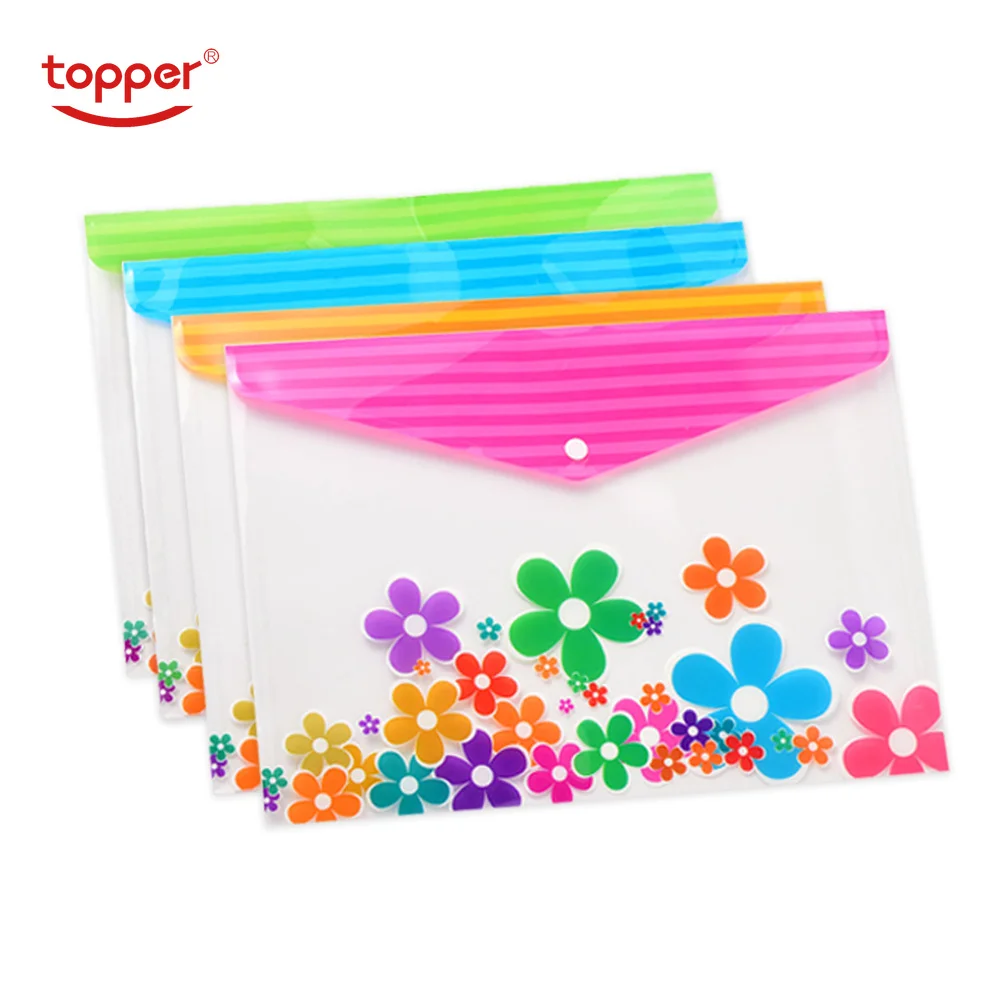 

TOPPER 12pcs/set A4/FC size transparent printed Plastic document bag Folders Filing Paper Storage Office School Supplies clear